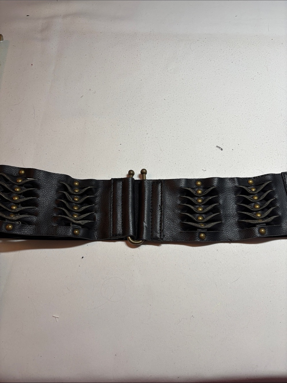 Unbranded Black Leather and Elastic Wide Belt Size M/L